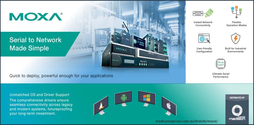 High-performance MOXA serial to network device for industrial automation and connectivity.